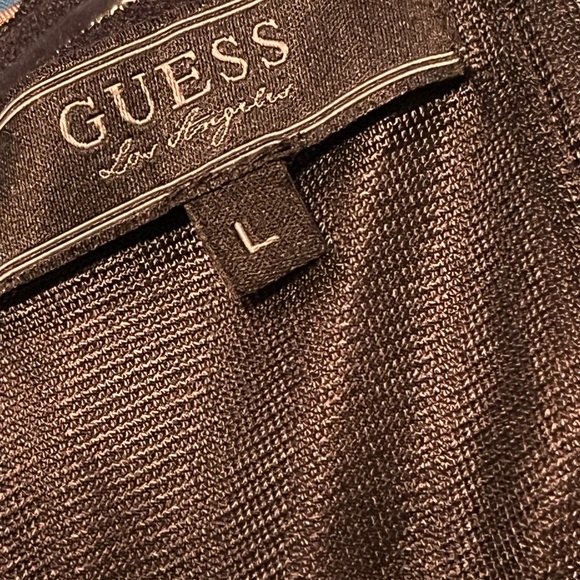 Guess | Brown and Cream Striped Mini Dress | Strapless | Large - Picture 4 of 6
